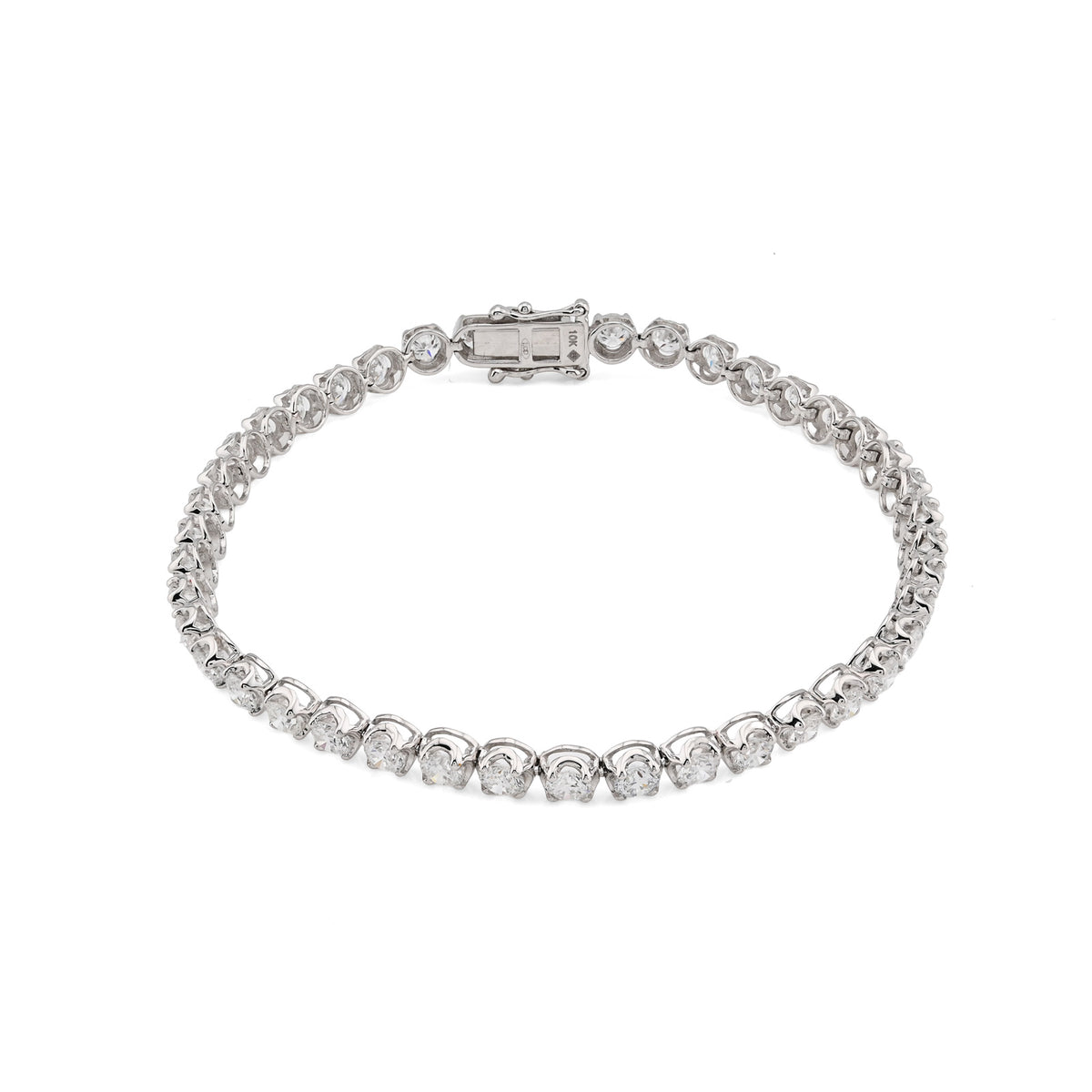 10K White Gold 5CTW Lab Diamond Tennis Bracelet 4MM 7" — view 4