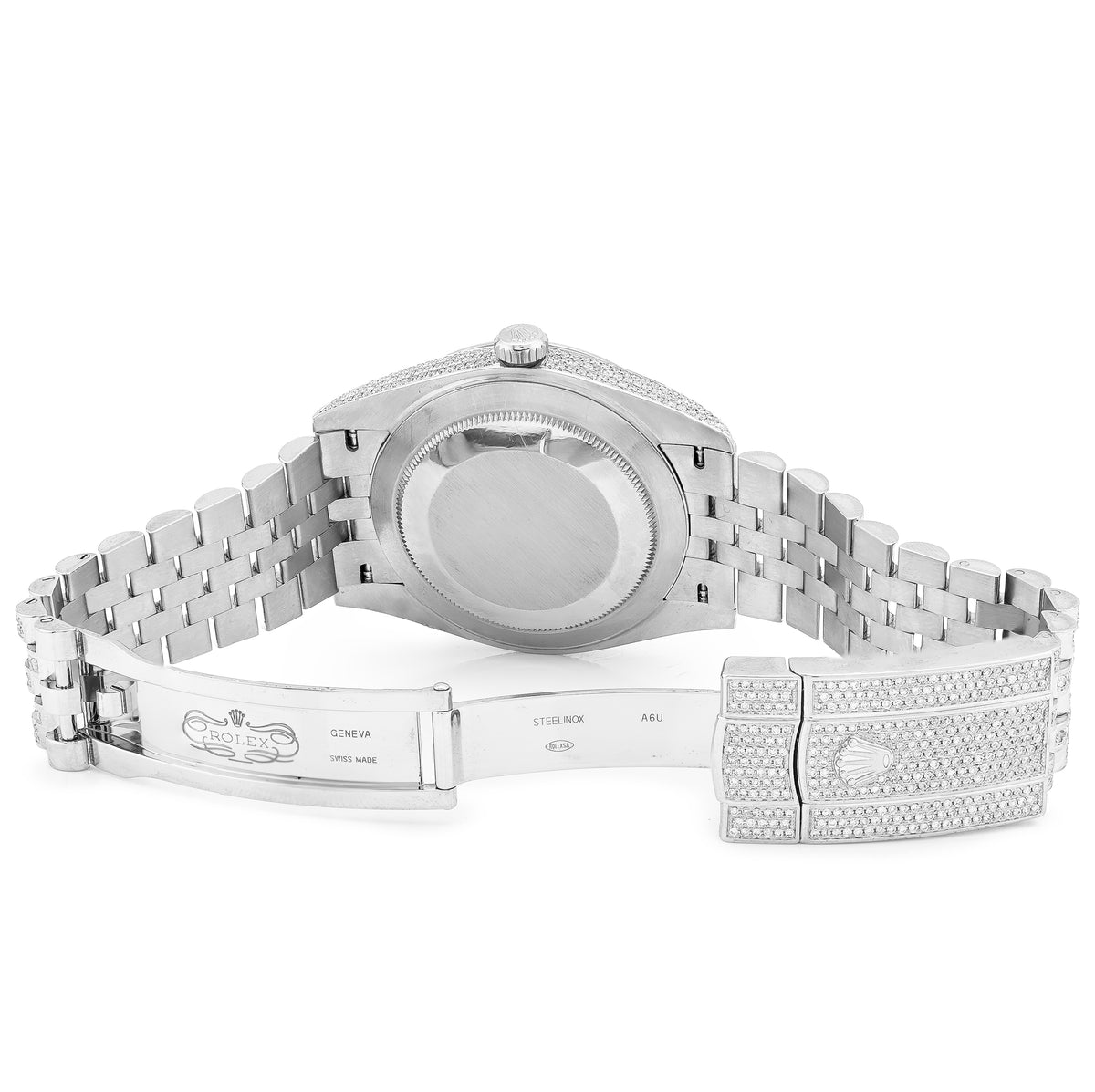 41MM Rolex DJ Natural Diamond 18CT Bussdown Single Row Bezel Roman Dial Jubilee Band — view 3