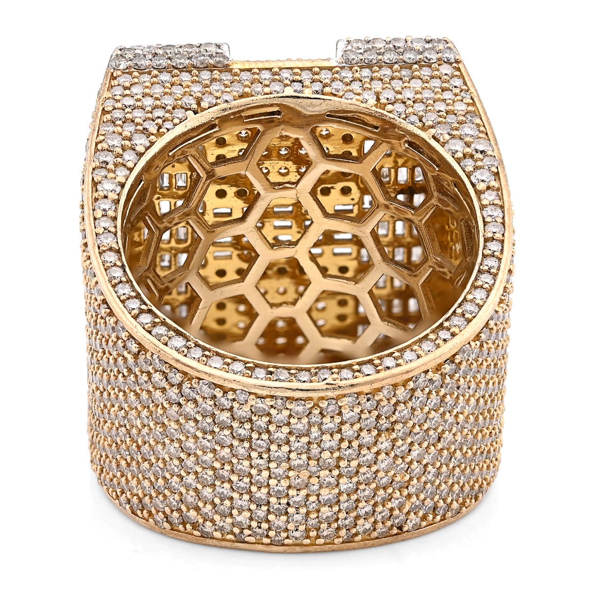 10K Yellow Gold 15.74CT Natural Diamond "H" Initial Men Ring 1.15" Wide 36.5g — view 5