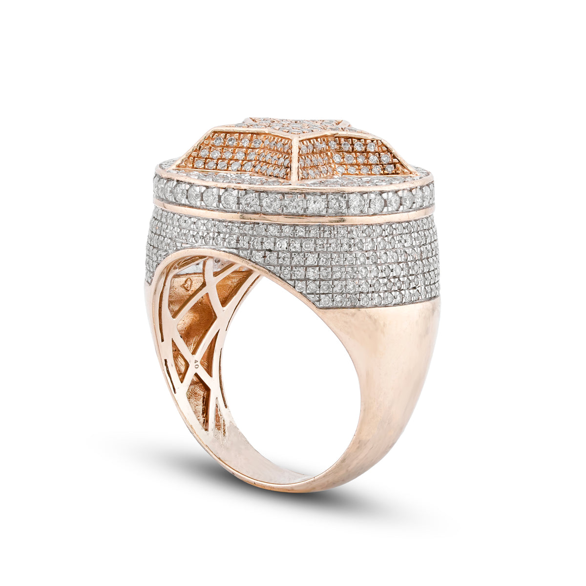 Star Circular Ring 1.3CT Natural Diamond 14KT Yellow Gold Men Ring