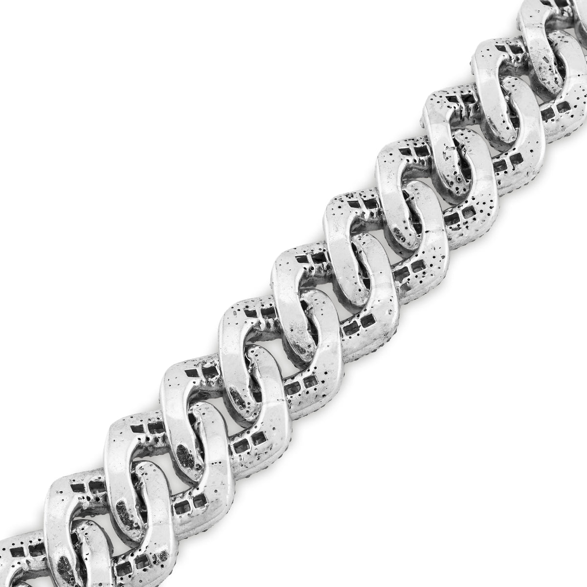 925 SS 9CT Natural Diamond Round/Baguette 12.5MM 8" Cuban Link Men Bracelet 45.7g — view 6