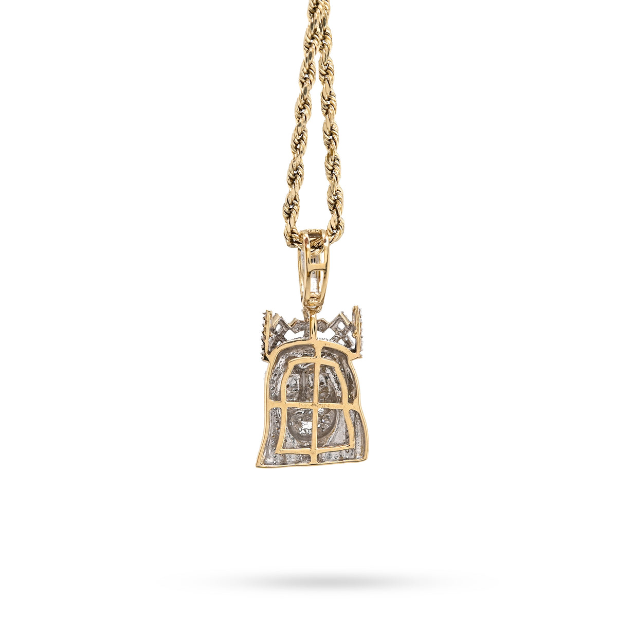 10K Yellow Gold 0.20 CT Natural Diamond Jesus Head Pendant — view 6