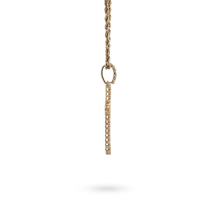 10K yellow Gold 1.2 CT Natural Diamond Religious Cross Pendant Men Women Charm — view 1