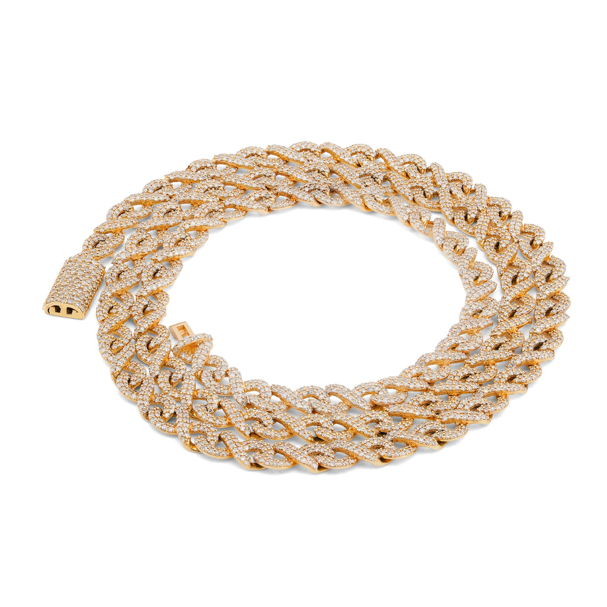 10K Yellow Gold 8CT Natural Diamond Infinity Link 6MM Men Chain 24" Necklace — view 9
