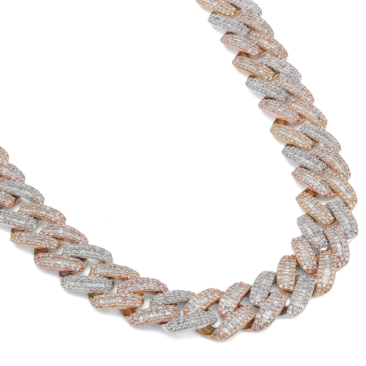 10K Rose Gold 8.60CT Natural Diamond Snake Cuban link Chain 10MM 22" Men Necklace — view 6