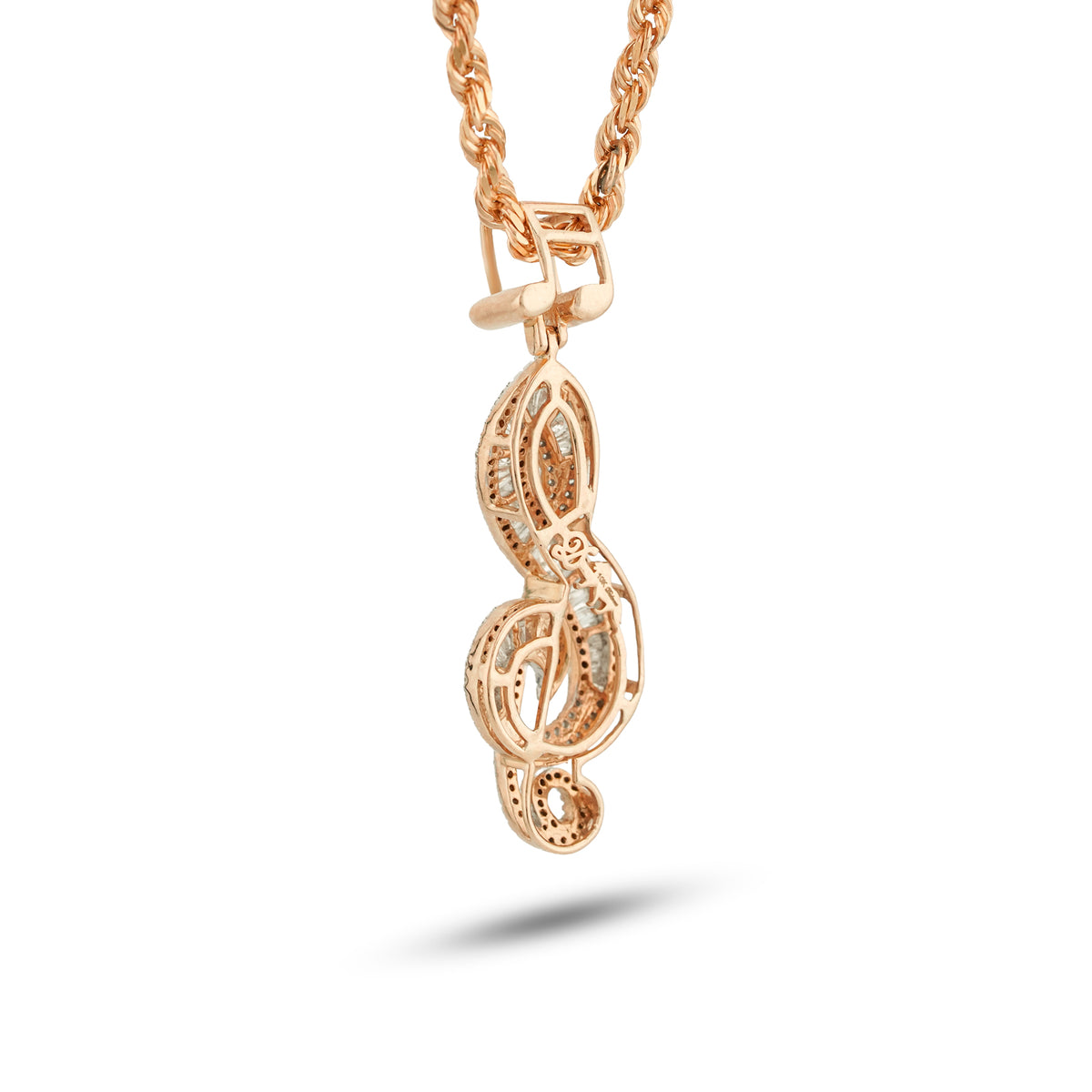 Music Note Pendant 0.9ct Natural Diamond 10K Gold Men Women Charm