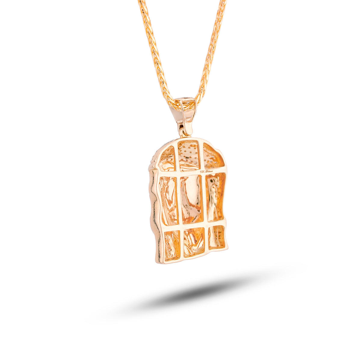 Jesus Head Charm 0.2ct Natural Diamond 10K Gold Men Women Pendant