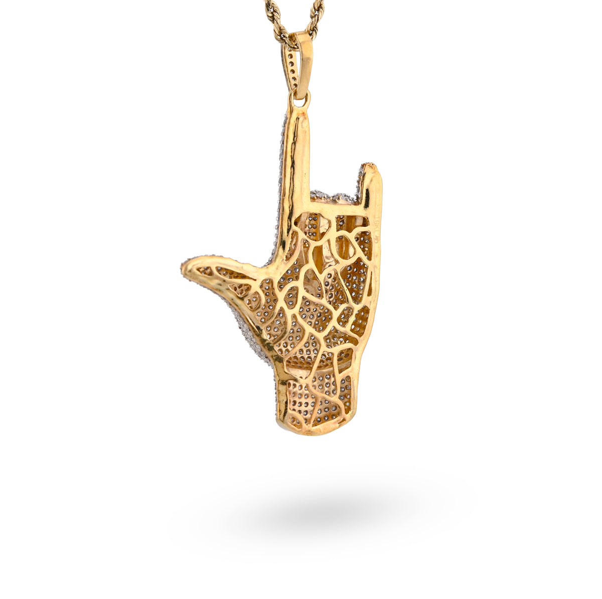 10K Yellow Gold "I LOVE YOU" Sign 3.05CT Natural Diamond Pendant Men Women Charm — view 7