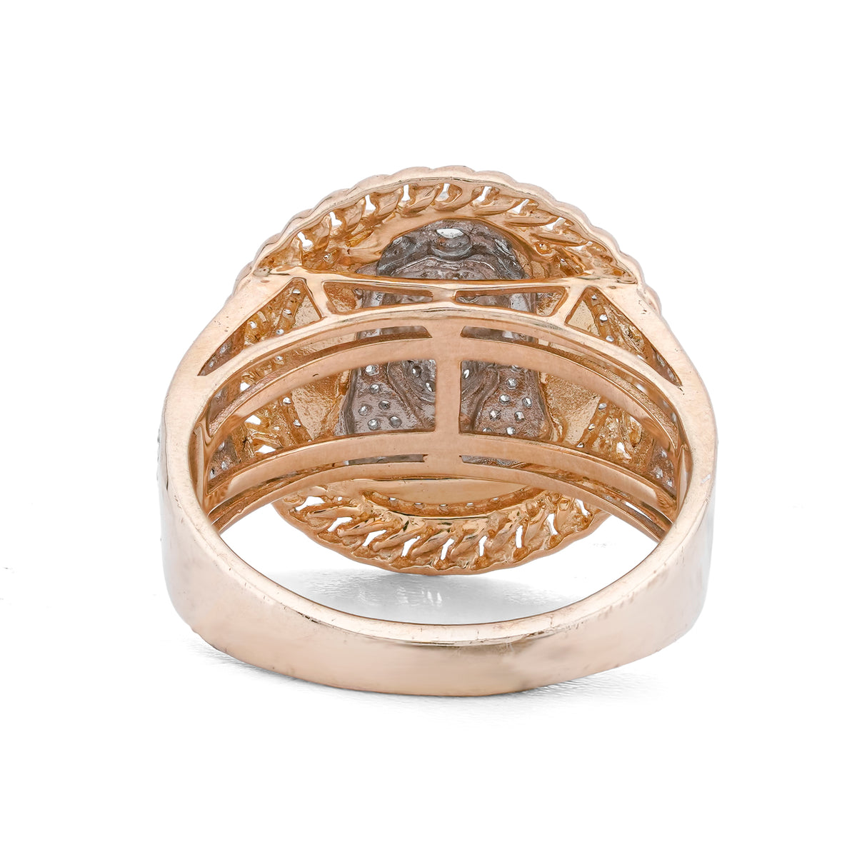 Jesus Head Cuban Link Men Ring 0.50CT Natural Diamond 10KT Yellow Gold Men Ring