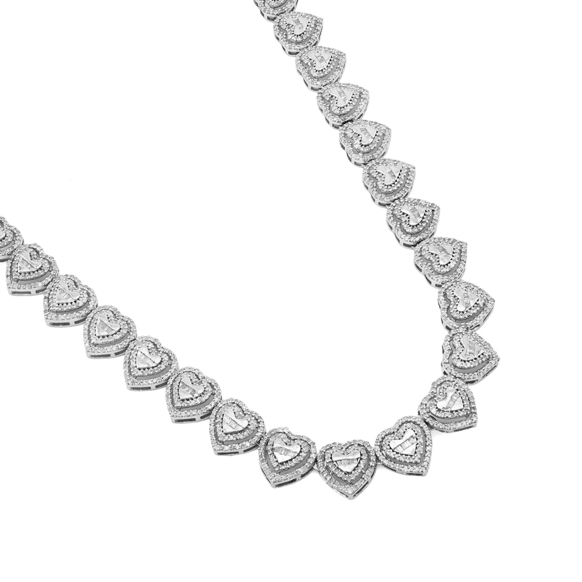 925 SS 6 CT Natural Diamond Heart Shape link Necklace Women Chain — view 8