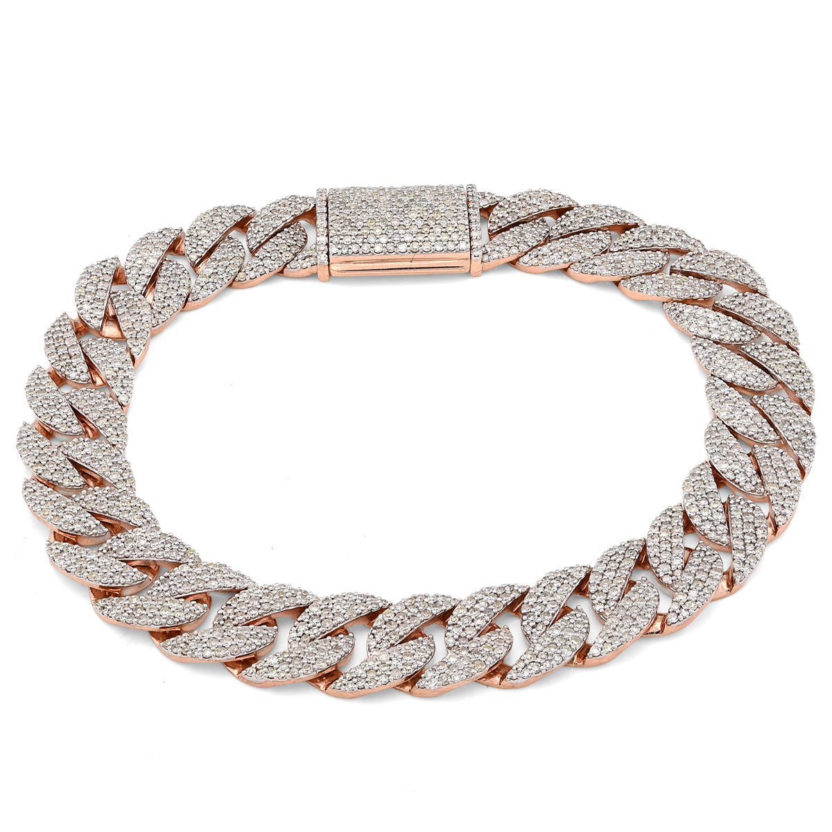 10K Rose Gold 10mm Natural Diamond 5.6CT Cuban link Bracelet 7.5" Men 23.2g — view 7
