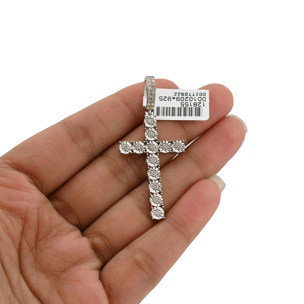 925 Natural Diamond 0.35CT Cross Pendant Men Women charm — view 3