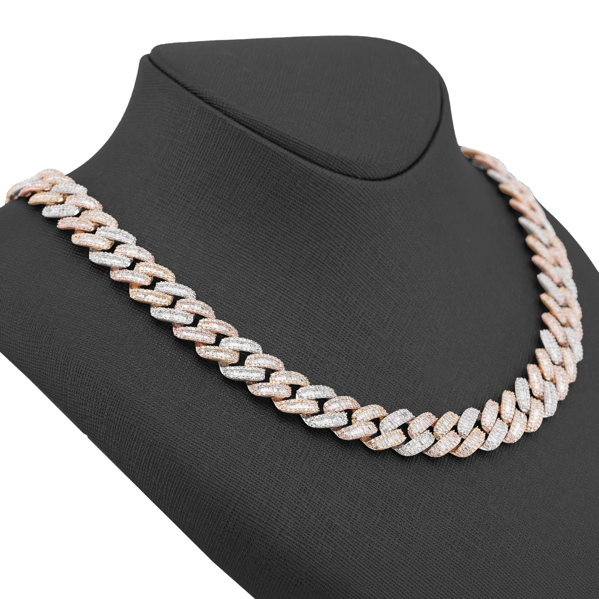 10K Rose Gold 8.60CT Natural Diamond Snake Cuban link Chain 10MM 22" Men Necklace — view 2
