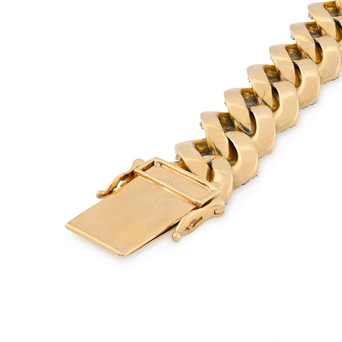 10K Yellow Gold 13CT Natural Diamond 14MM Cuban Link Bracelet 8" Men Women 56.4g — view 12
