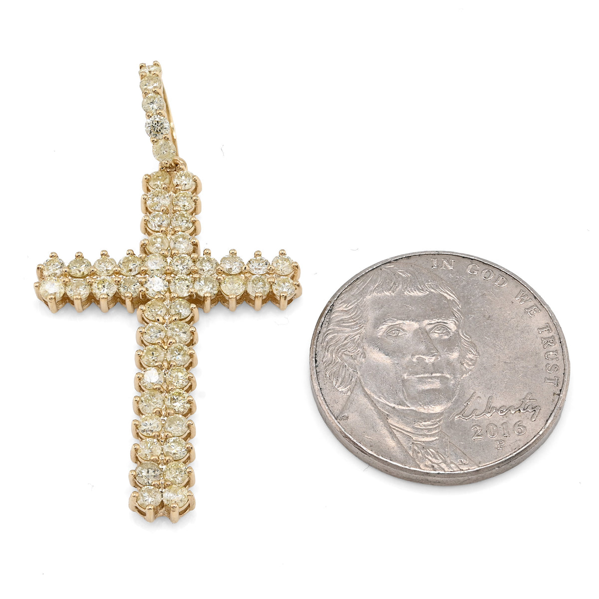 10K yellow Gold 1.2 CT Natural Diamond Religious Cross Pendant Men Women Charm — view 6
