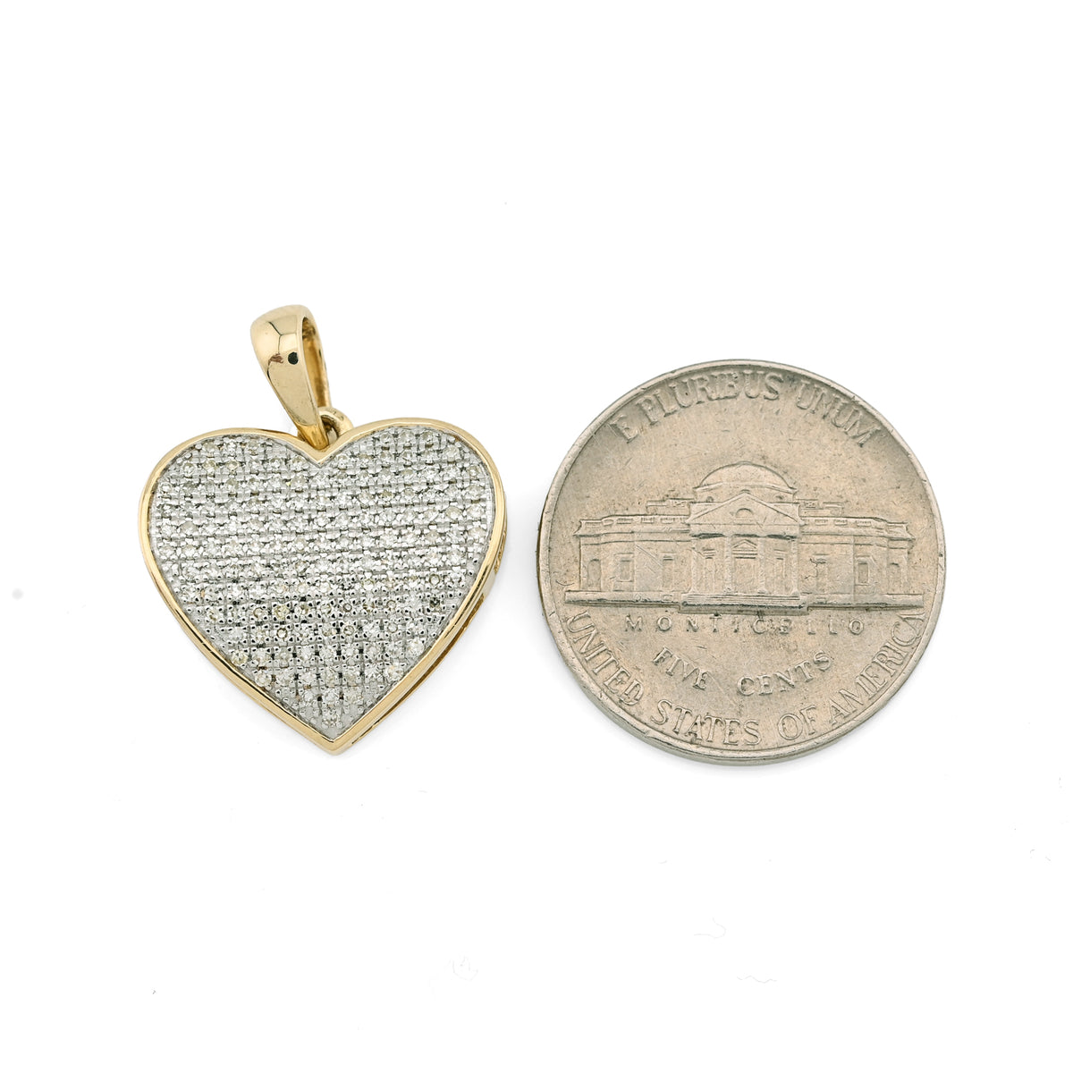 10K yellow Gold 0.45 CT Natural Diamond Heart Pendant Men Women Charm — view 6
