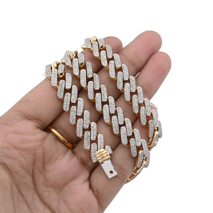10K Yellow Gold 6.74 CT Natural Diamond 11 MM Cuban Link Chain 18" Men Necklace — view 1