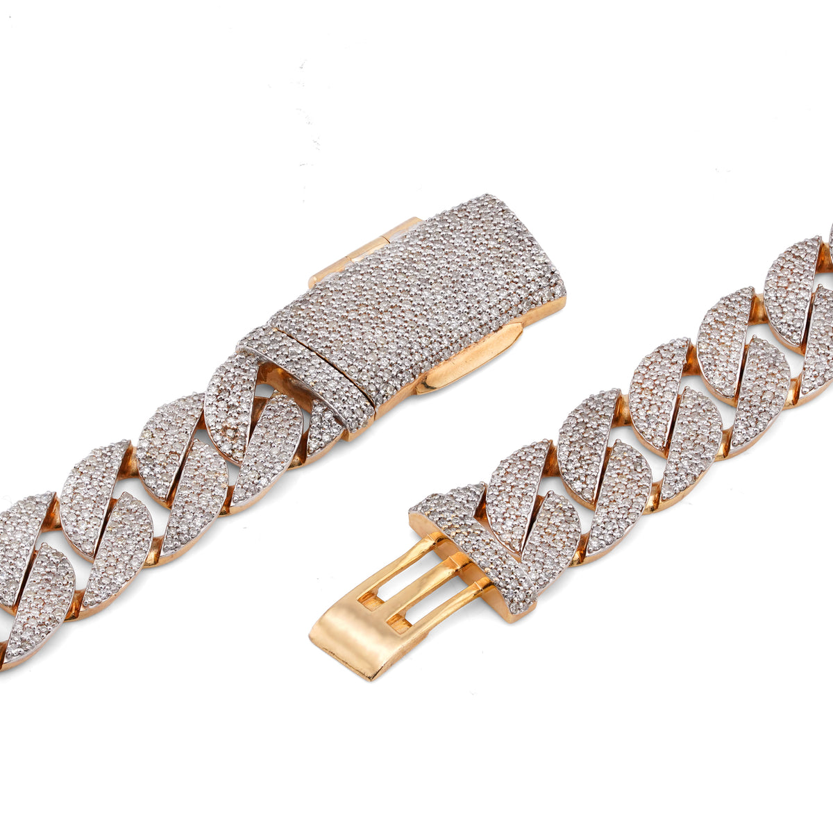 10K Yellow Gold 19.87CT Natural Diamond Cuban Link Chain 12MM 22" Men Necklace — view 6