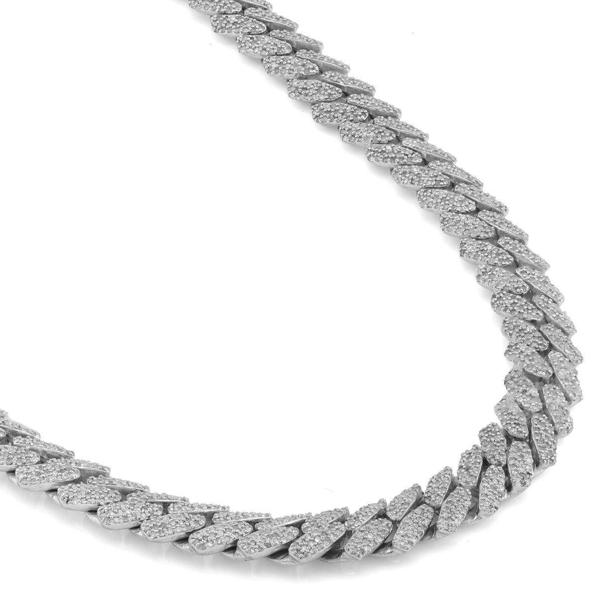 925 SS 8MM Cuban Link 8.125CT Natural Diamond 22" Chain Men Women Necklace — view 3
