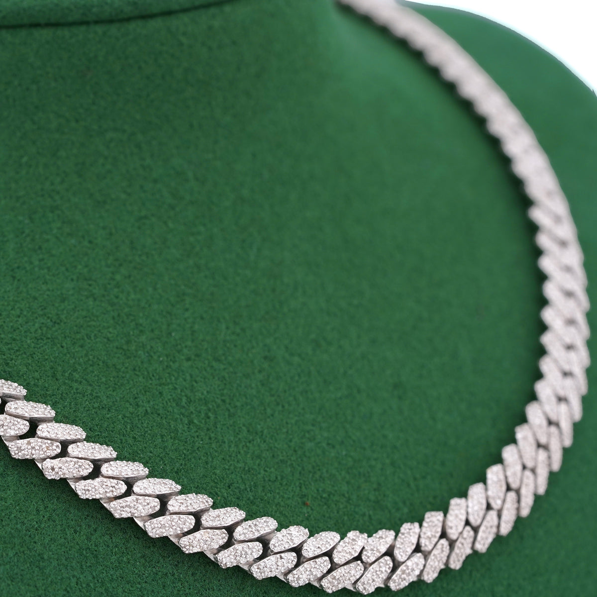 925 SS 8MM Cuban Link 8.125CT Natural Diamond 22" Chain Men Women Necklace — view 9