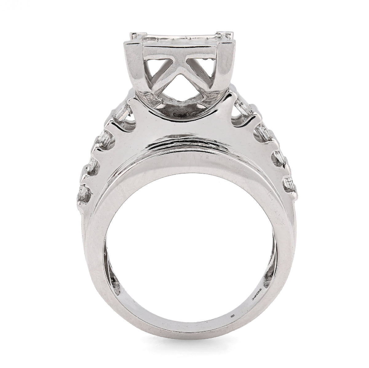 10K White Gold 3CT Natural Diamond Princess/Round/Baguette Rectangular 14.4MM Women Wedding Ring — view 4