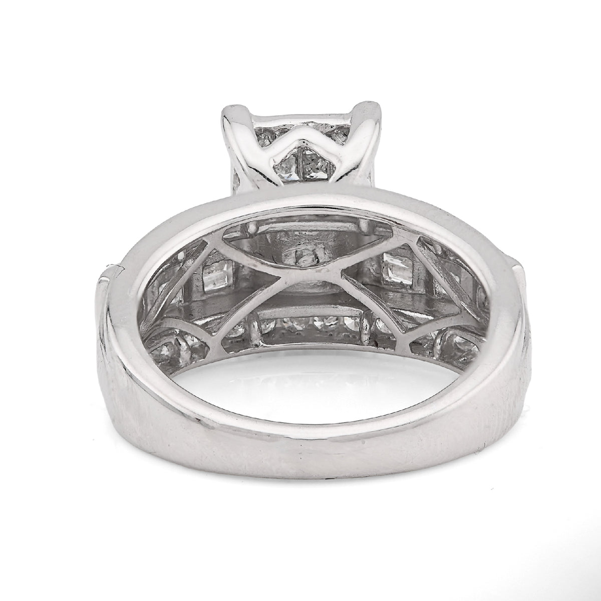 10K White Gold 1.50CT natural Diamond Princess/Round/Baguette Rectangular 11.6MM Women Wedding Ring — view 3