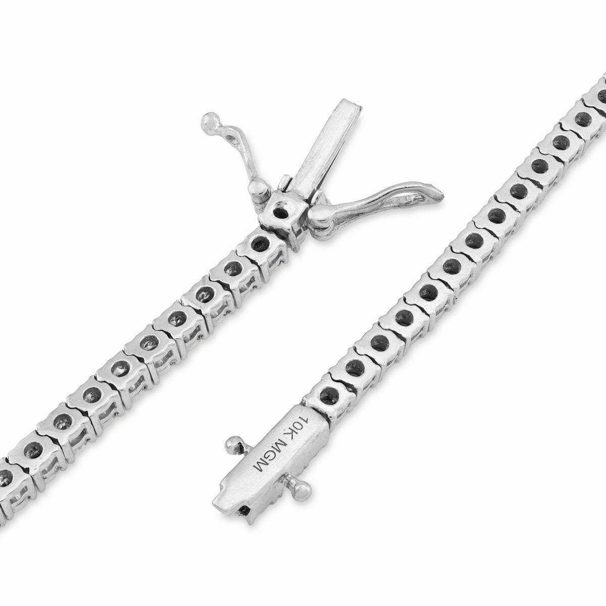 10K Rose/White 2 Tone Natural Diamond 4CT Round/Baguette 22" Tennis Chain 2.8MM Men Women Necklace — view 4