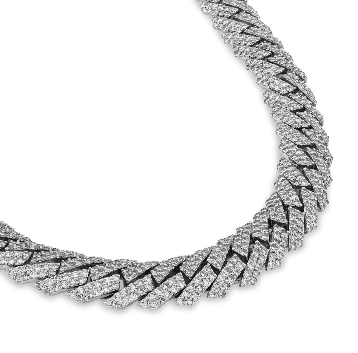 925 SS 26.45CT Lab Diamond 11MM Snake Cuban Link Men Chain 21" Necklace — view 4