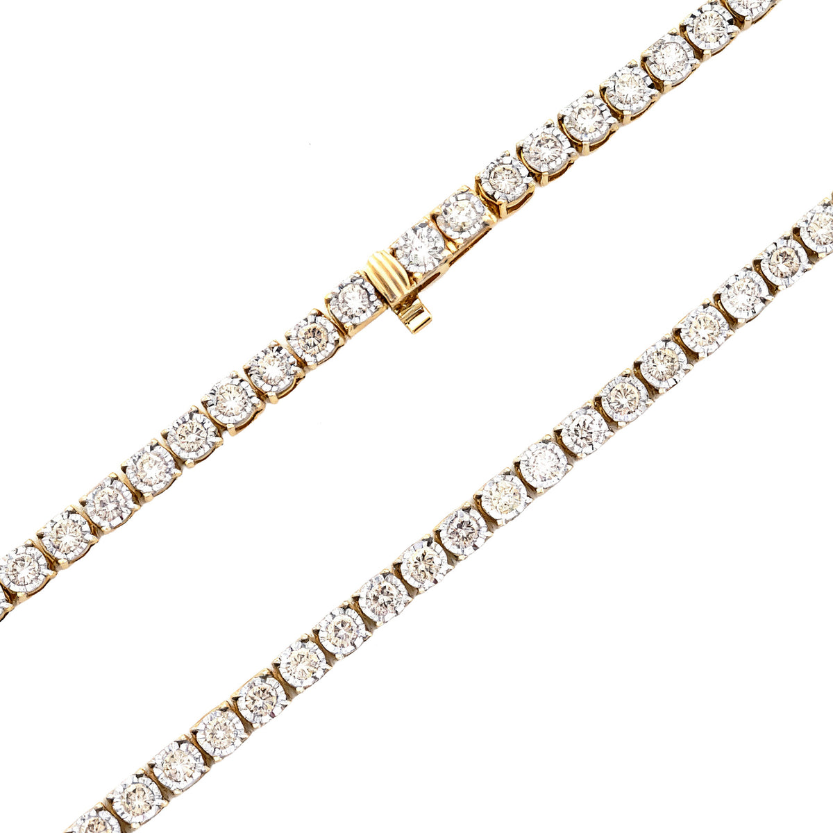 10K Yellow Gold 9.50 CT Natural Diamond Illusion Set Tennis Chain 3 MM 24" Men Necklace — view 2