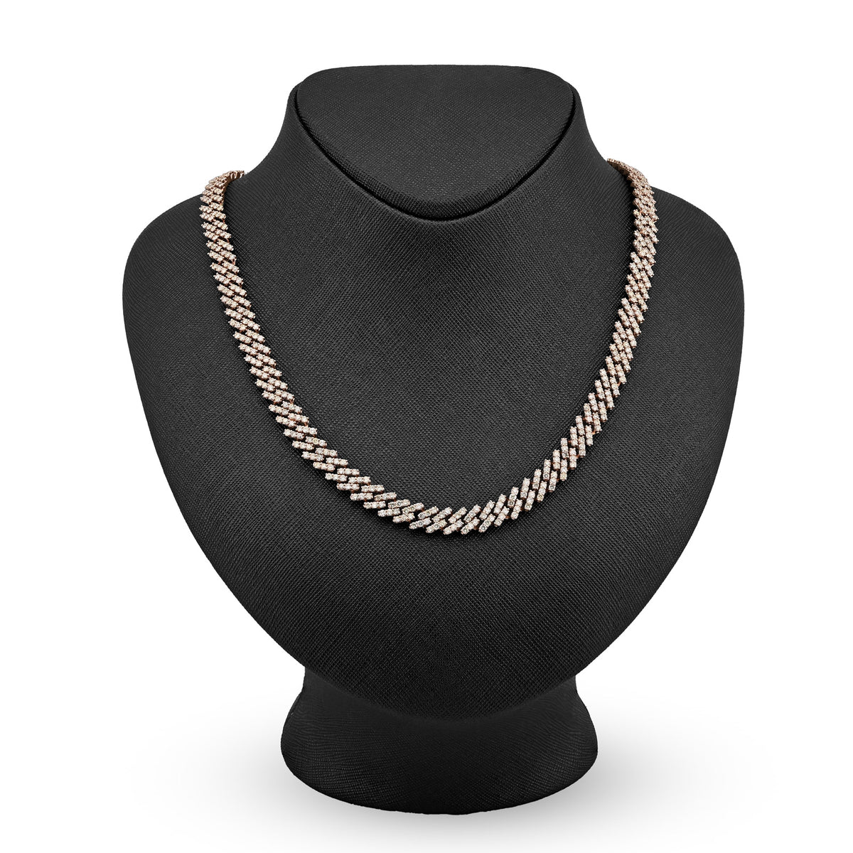 10K Rose Gold 18 CT Natural Diamond 8 MM Cuban link Chain 21" Men Women Necklace — view 6