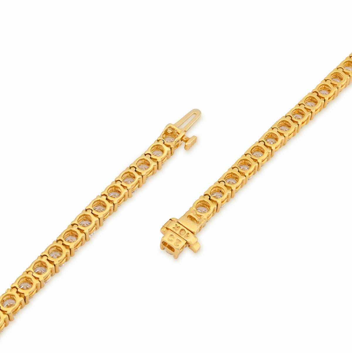 10K Yellow Gold 25.8CT Lab Diamond 25 pointer 22" Tennis Chain 3.5MM Men Women Necklace — view 3