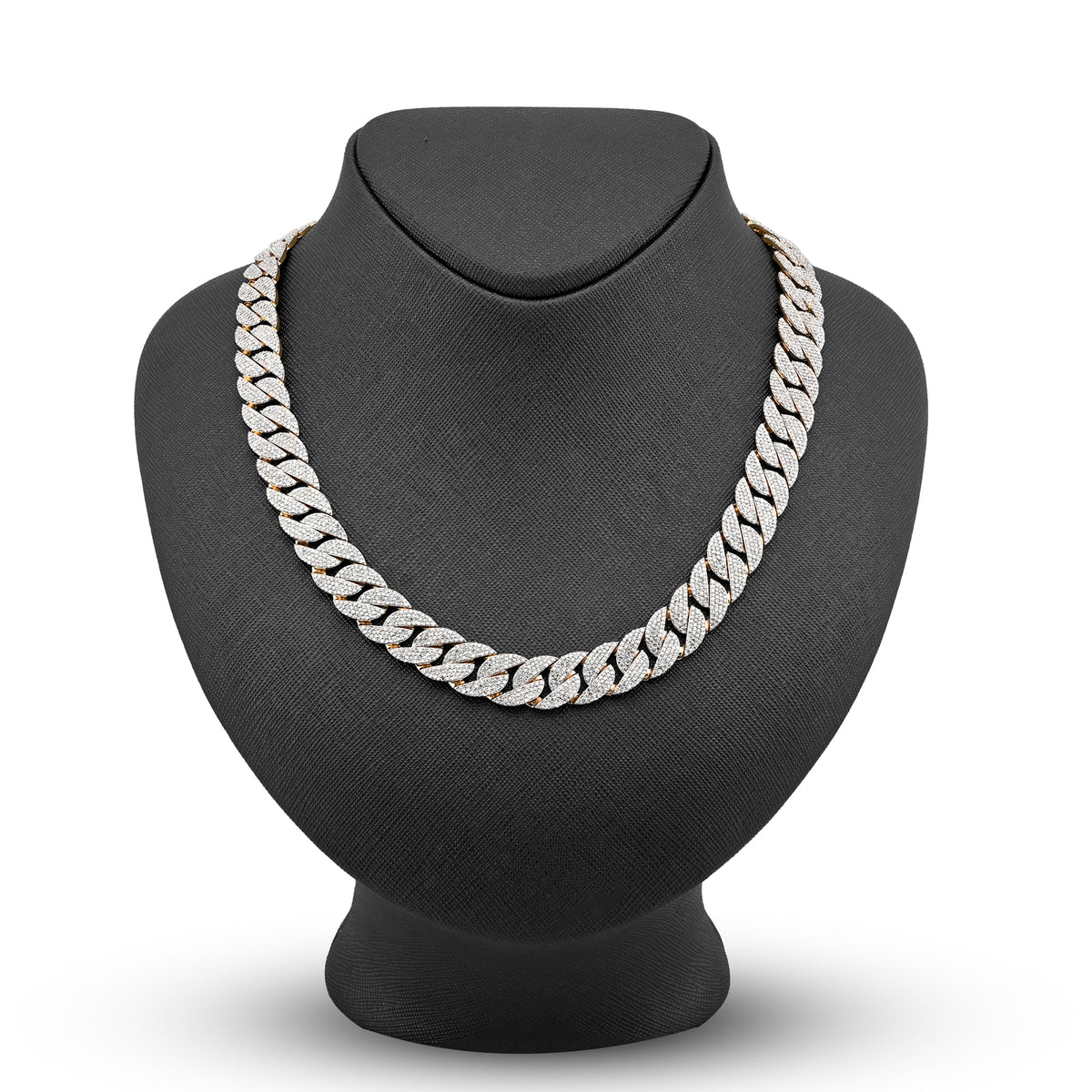 10K yellow Gold 20.05 CT Natural Diamond 12 MM Cuban Link Necklace 22" Men Chain 73.1 g — view 1