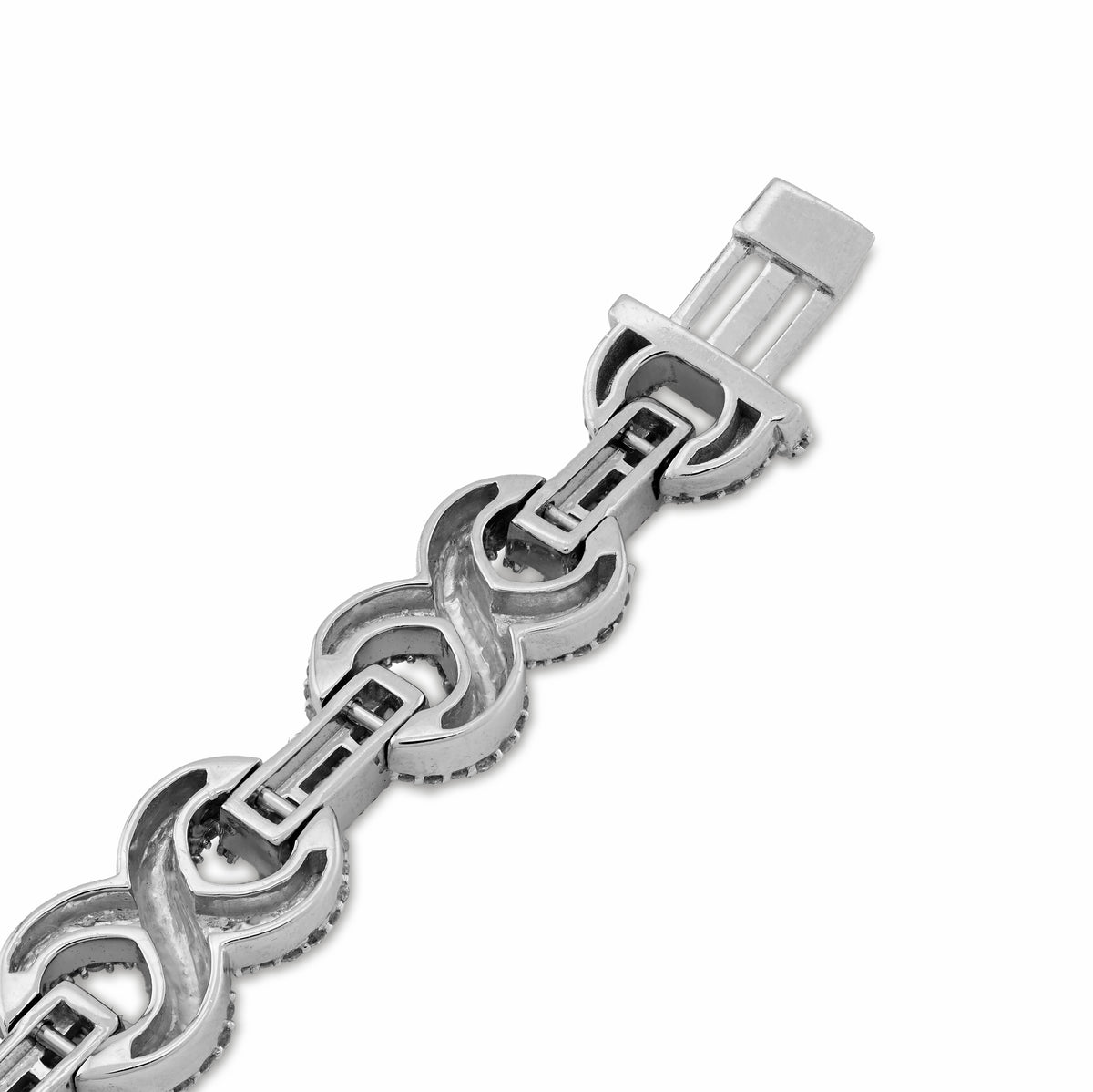 10K White Gold 6.83CT natural Diamond 9MM Infinity Link Bracelet 8" 32.9g — view 7