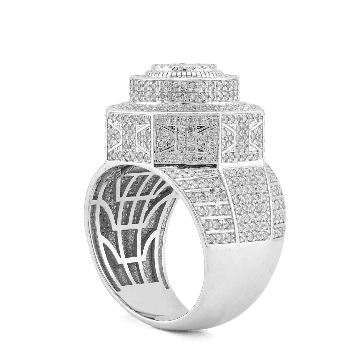 Octagon Shape Men Ring 2.50CT Natural Diamond 10K White Gold Men Ring