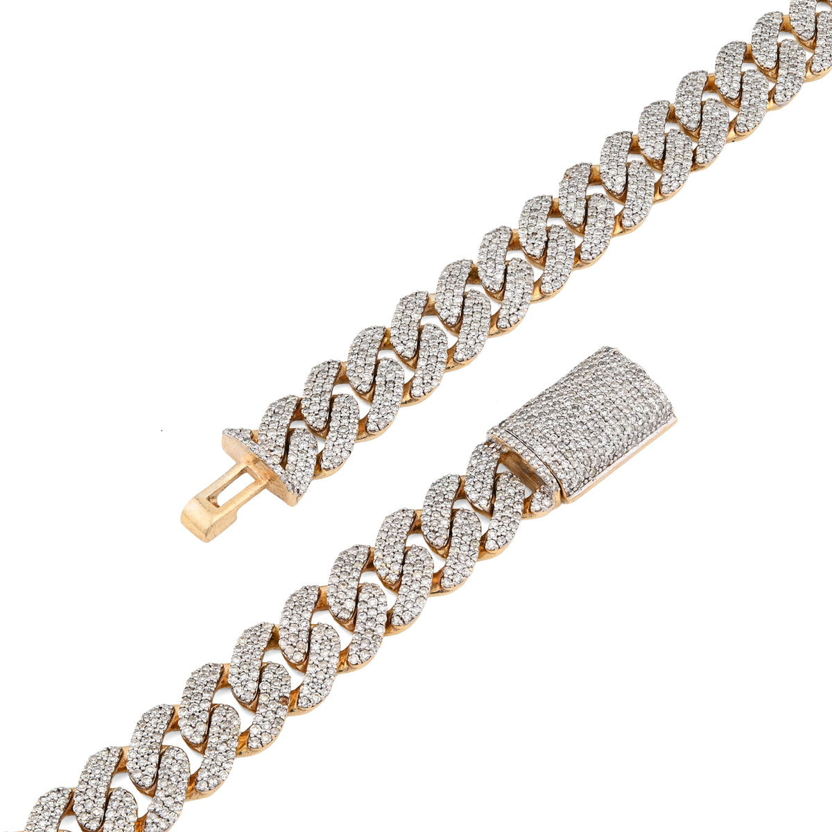 10K Yellow Gold 9.5 CT Natural Diamond Cuban Link Chain 8 MM Men 54.6 g Necklace 22" — view 5