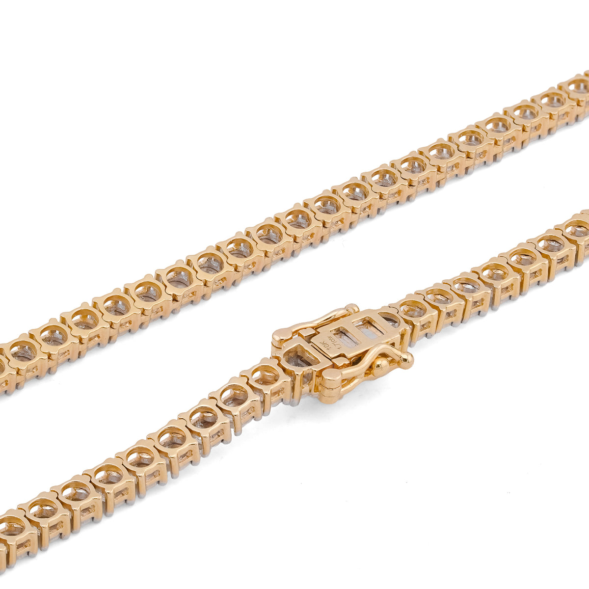 10K Yellow Gold 1.71CT 3.3MM Natural Diamond 22" Illusion Tennis Chain — view 7
