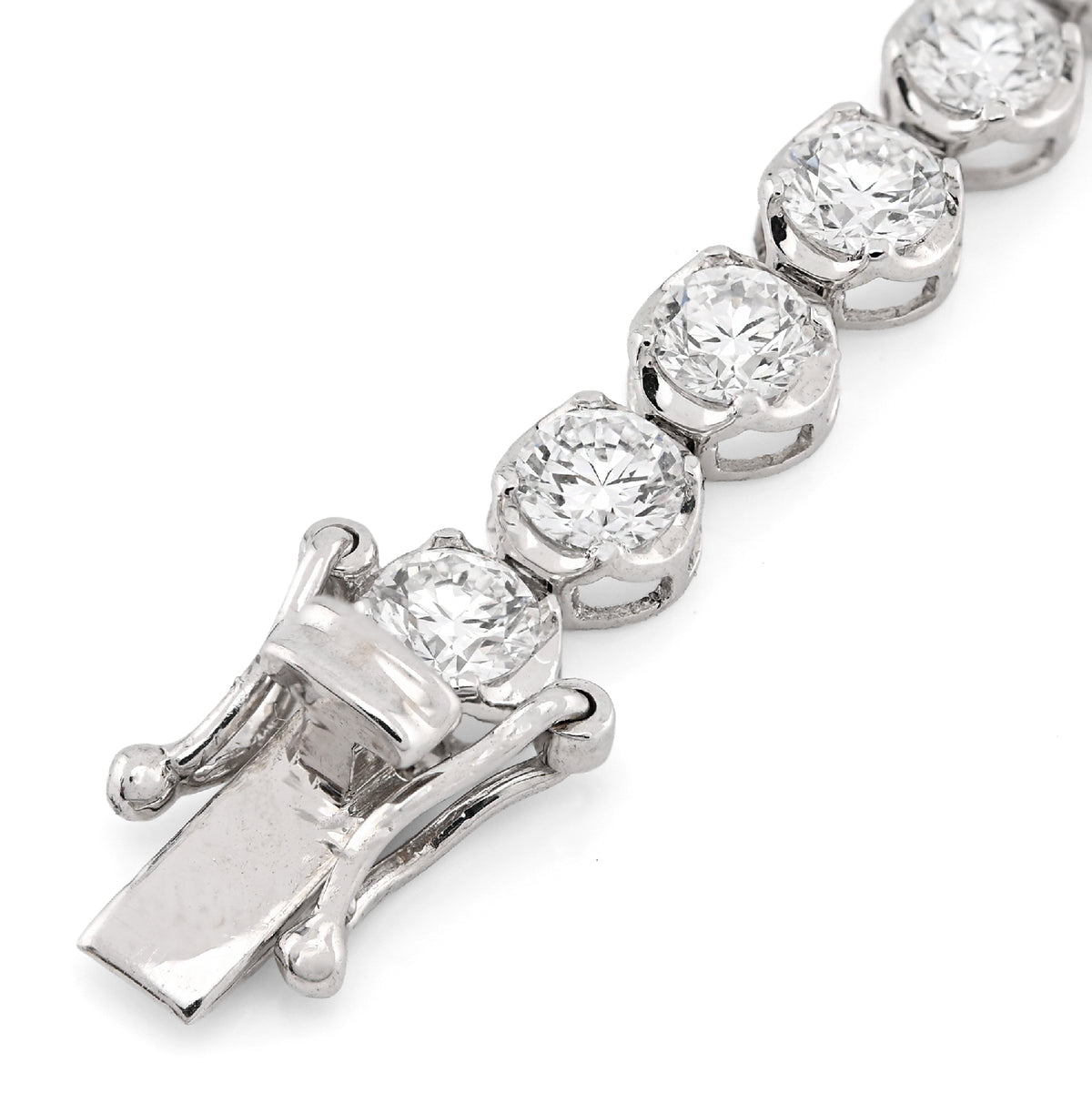 14K White Gold 7CT Lab Diamond 7" 15 Pointer Men Women Tennis Bracelet 4.5MM 7g — view 3