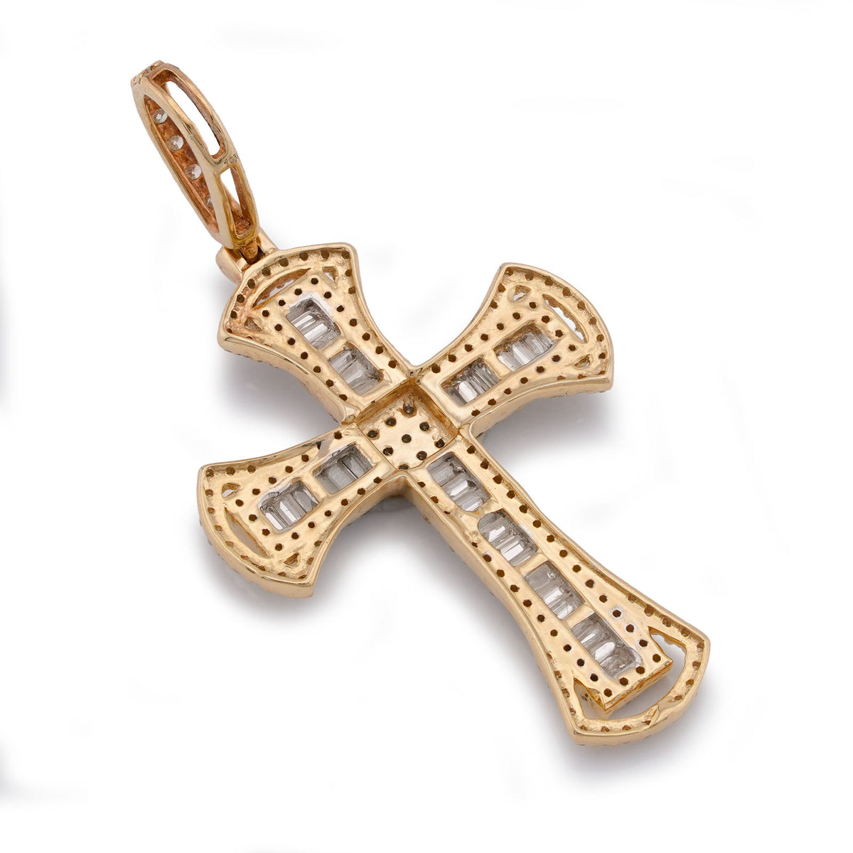 10K Yellow Gold 0.55CT Natural Diamond Small Cross Pendant Men Women Charm — view 8