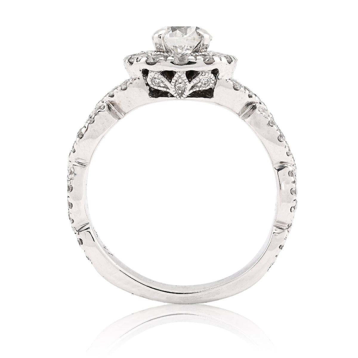 14K White Gold Women 2CT Round Solitaire Natural Diamond Infinity link Wedding Ring — view 4