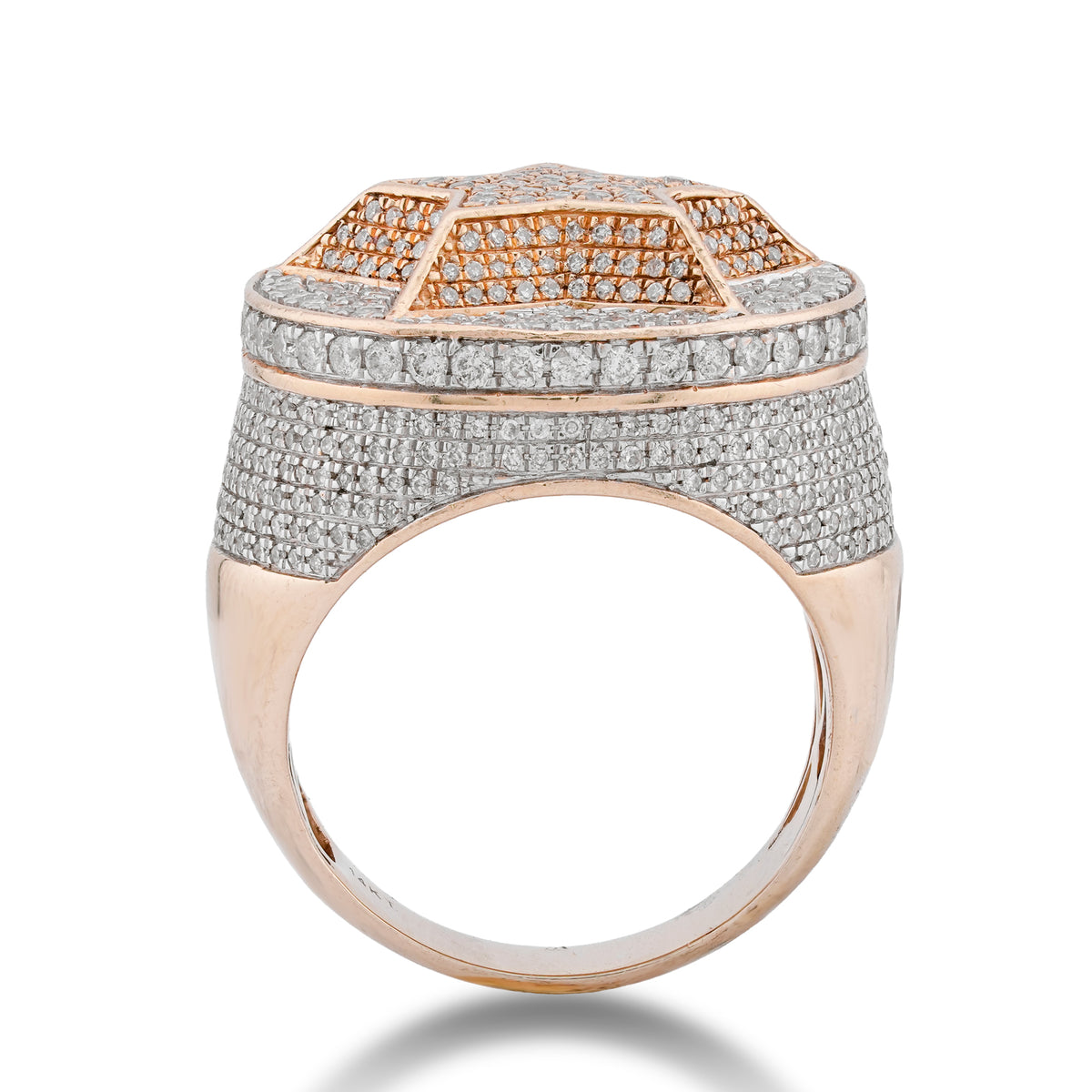 Star Circular Ring 1.3CT Natural Diamond 14KT Yellow Gold Men Ring