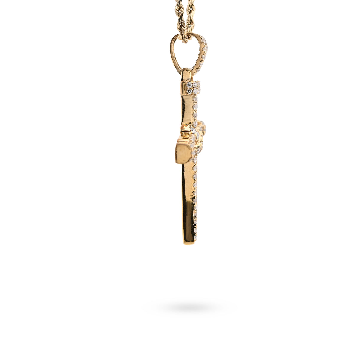 10K Yellow Gold 1.5CT Nail Cross Pendant Natural Diamond Men Women Charm 49.5MM — view 6