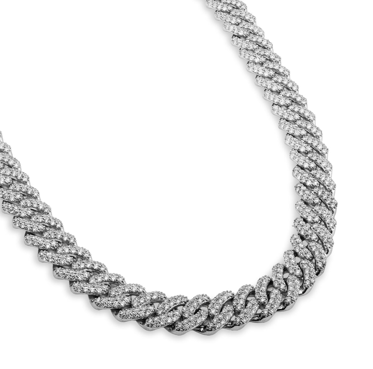 925 SS 20.61CT Lab Diamond 11MM Curb Cuban Link Chain 21" Men Necklace — view 3