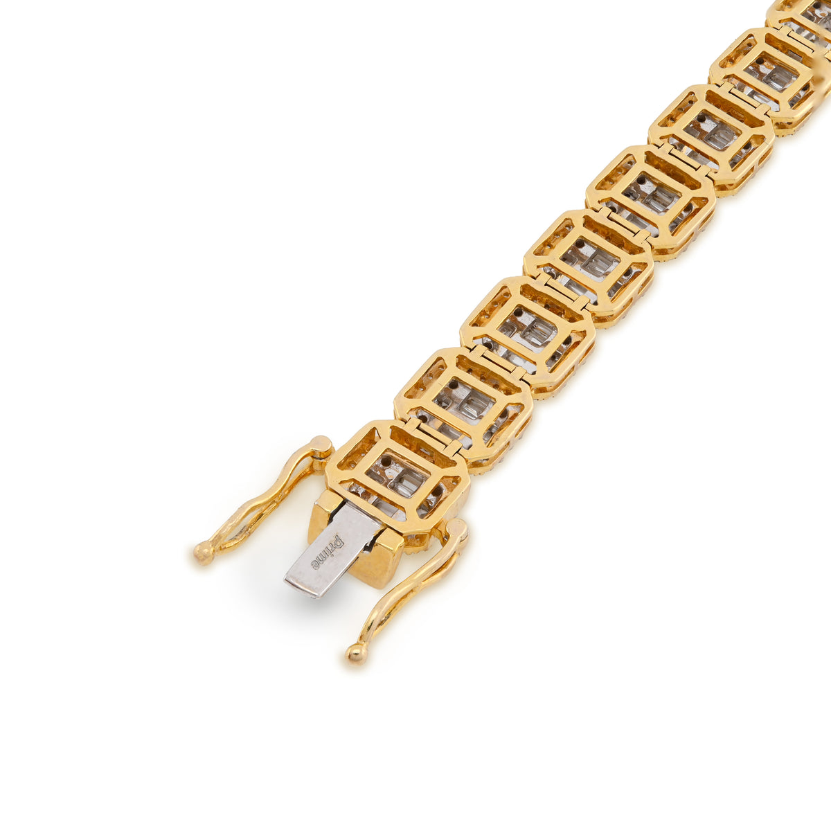 10K Yellow Gold 10MM 7.59CT Natural Diamond Round/Baguette 8" Men Tennis Bracelet — view 6