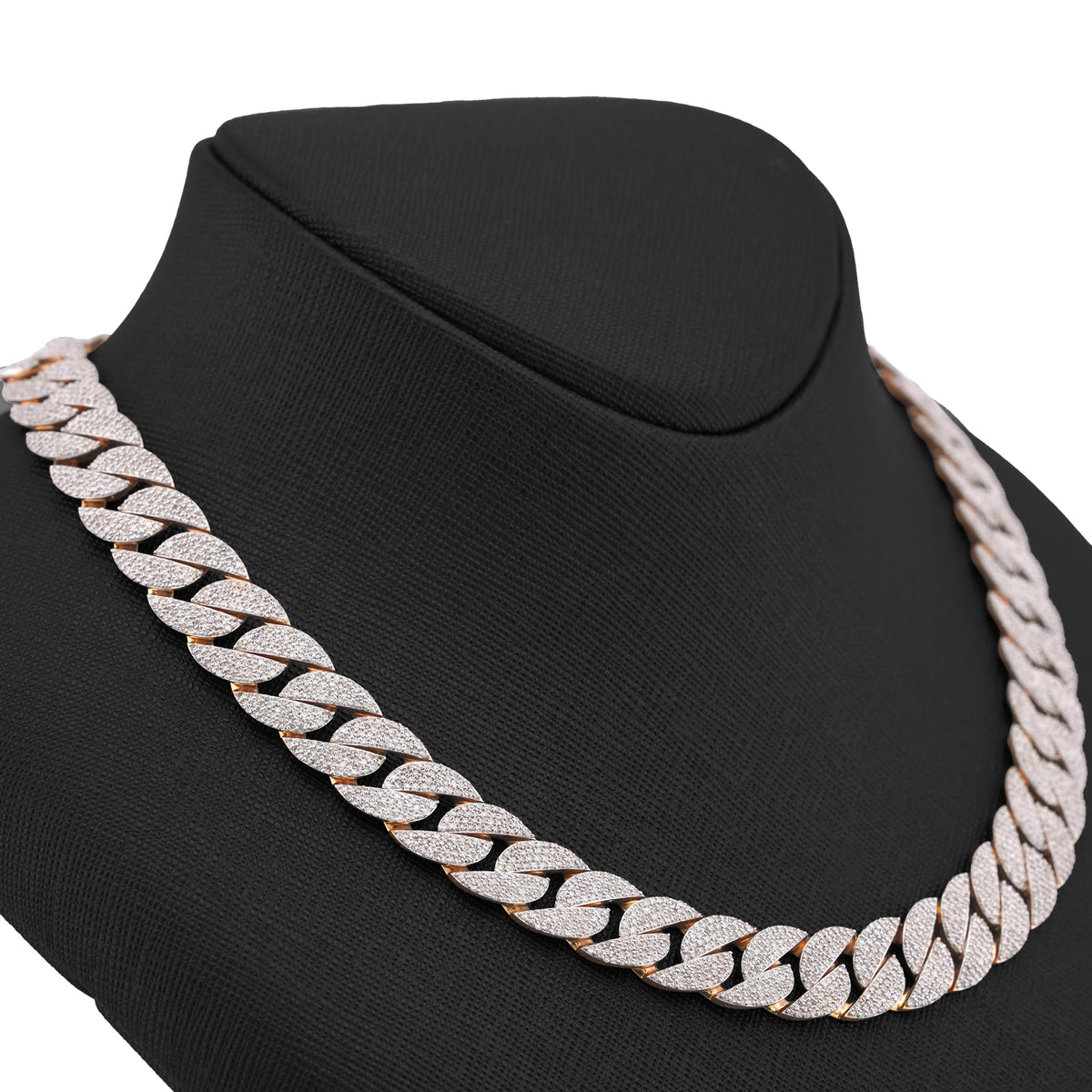 10K Yellow Gold 19.87CT Natural Diamond Cuban Link Chain 12MM 22" Men Necklace — view 10
