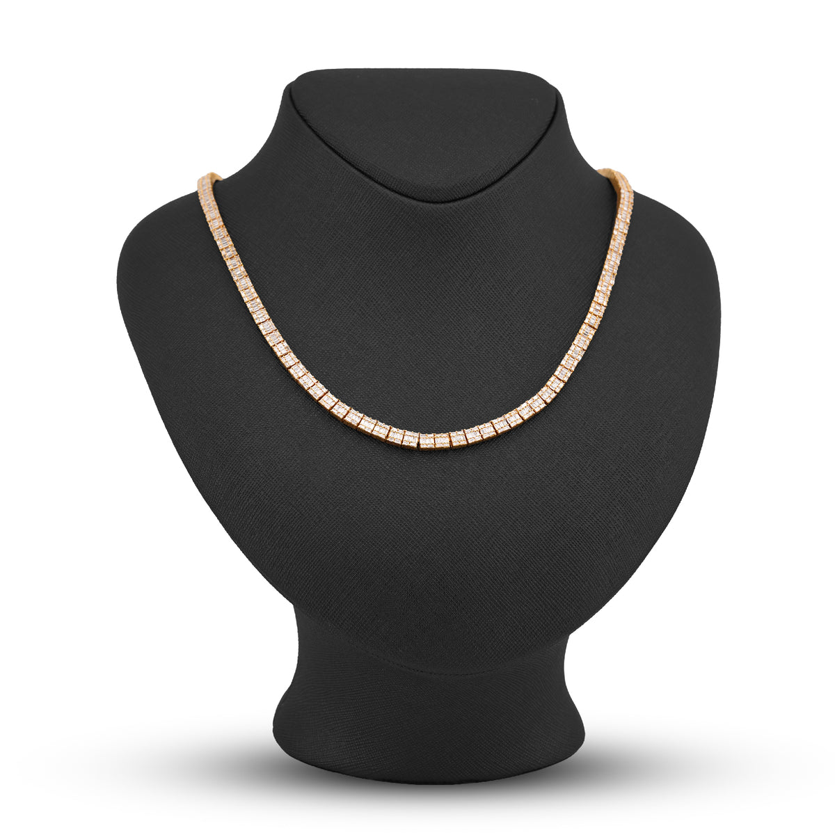 10K Yellow Gold All Baguette Natural Diamond 8CT Tennis Chain 21" Men Necklace — view 8