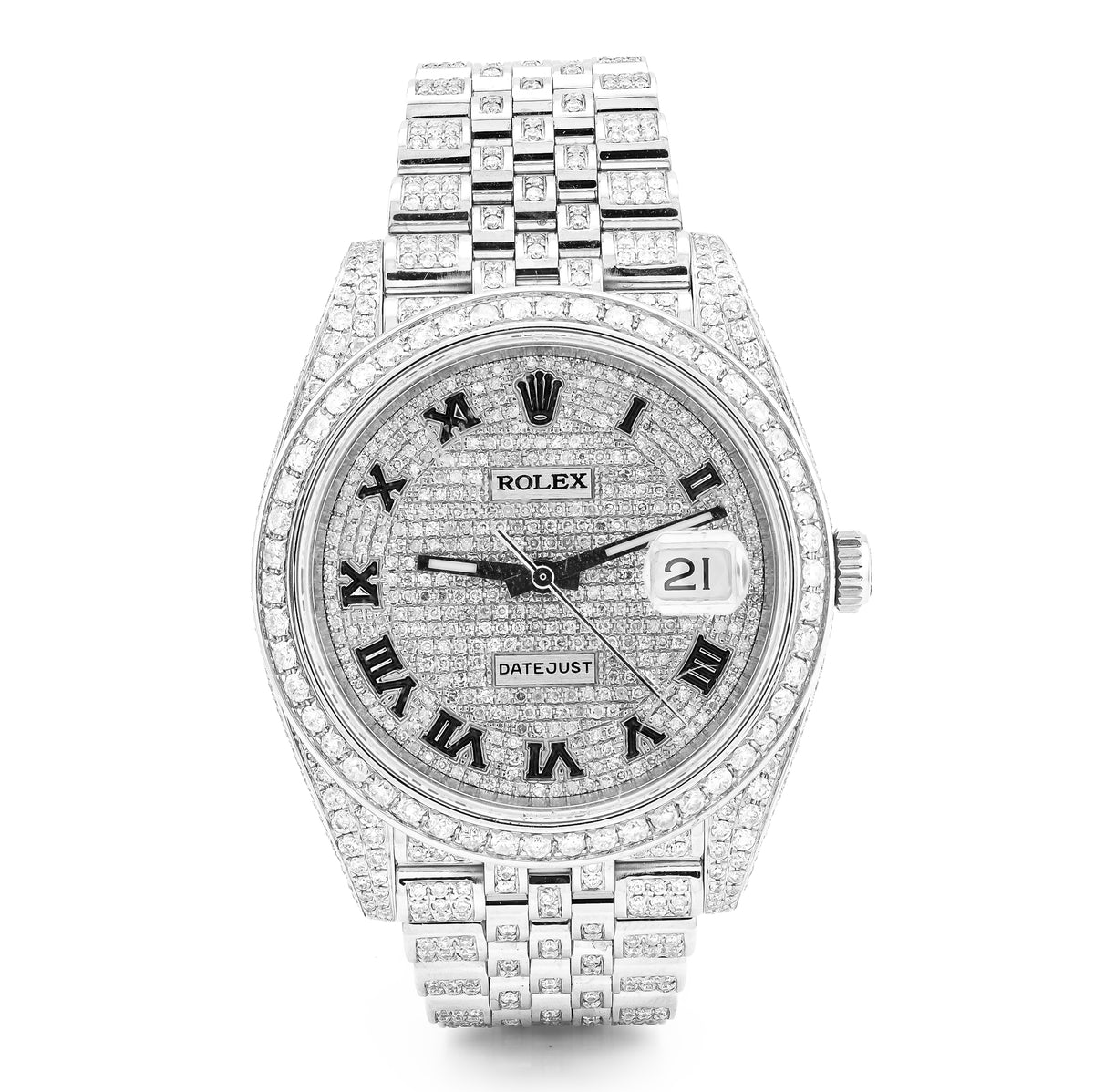 41MM Rolex DJ Natural Diamond 18CT Bussdown Single Row Bezel Roman Dial Jubilee Band — view 7