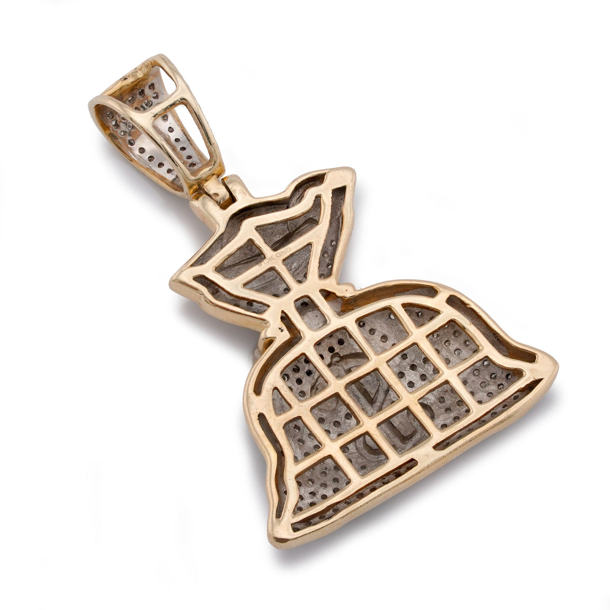 10K Yellow Gold Money Bag "$" Natural Diamond 1.5CT Men Women Charm Pendant — view 7