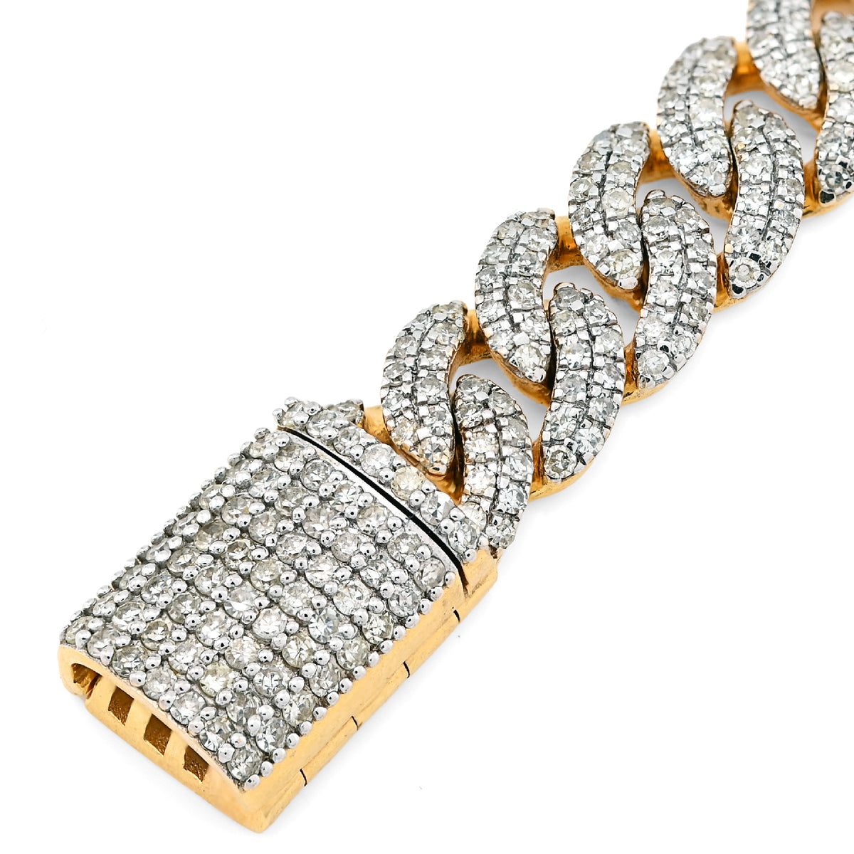 10K Yellow Gold 4.6CT Natural Diamond 8MM Round Cuban Link Bracelet 8" Bracelet Men 25.8g — view 8