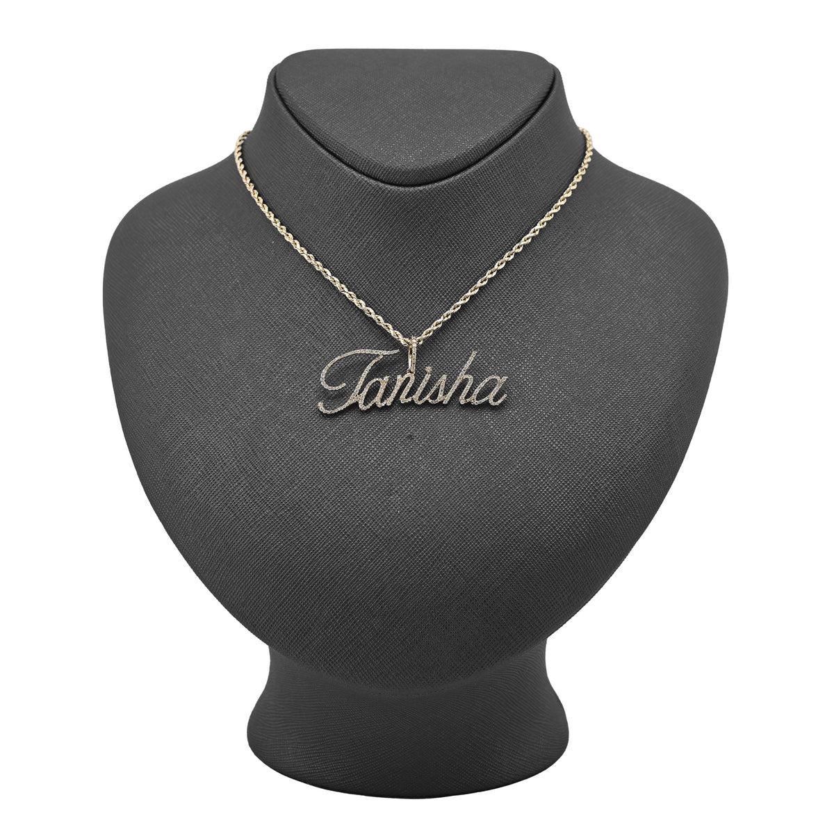 10K yellow Gold 1.25 CT Natural Diamond "TANISHA" Name Pendant 3.6 g Women Charm — view 2