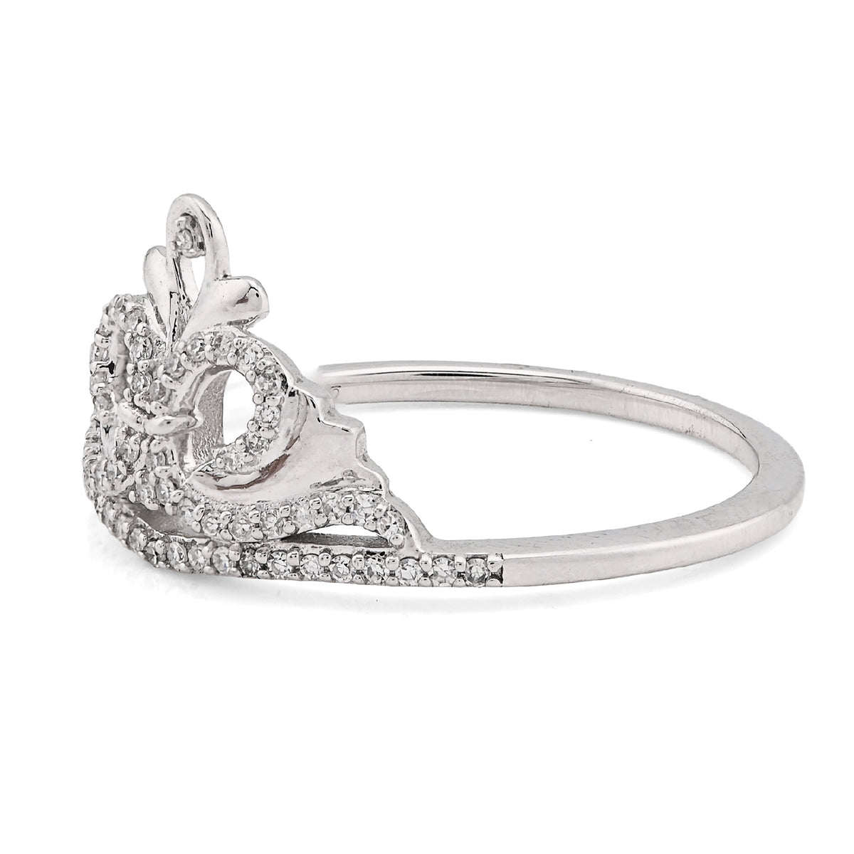 925 WS 0.10CT Natural Diamond Princess Crown Women Band RING — view 4